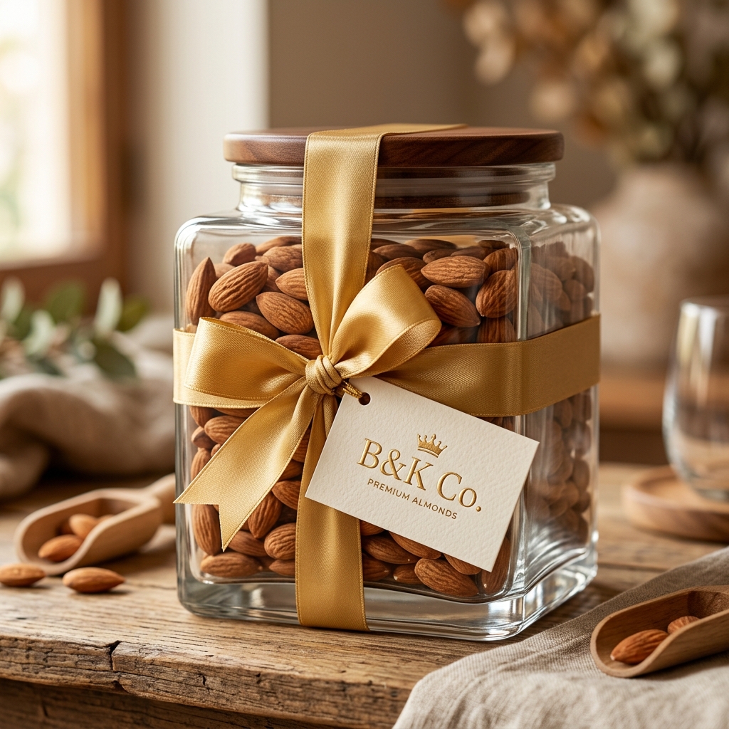 Premium B&K Co Badam Glass Box with Golden Band